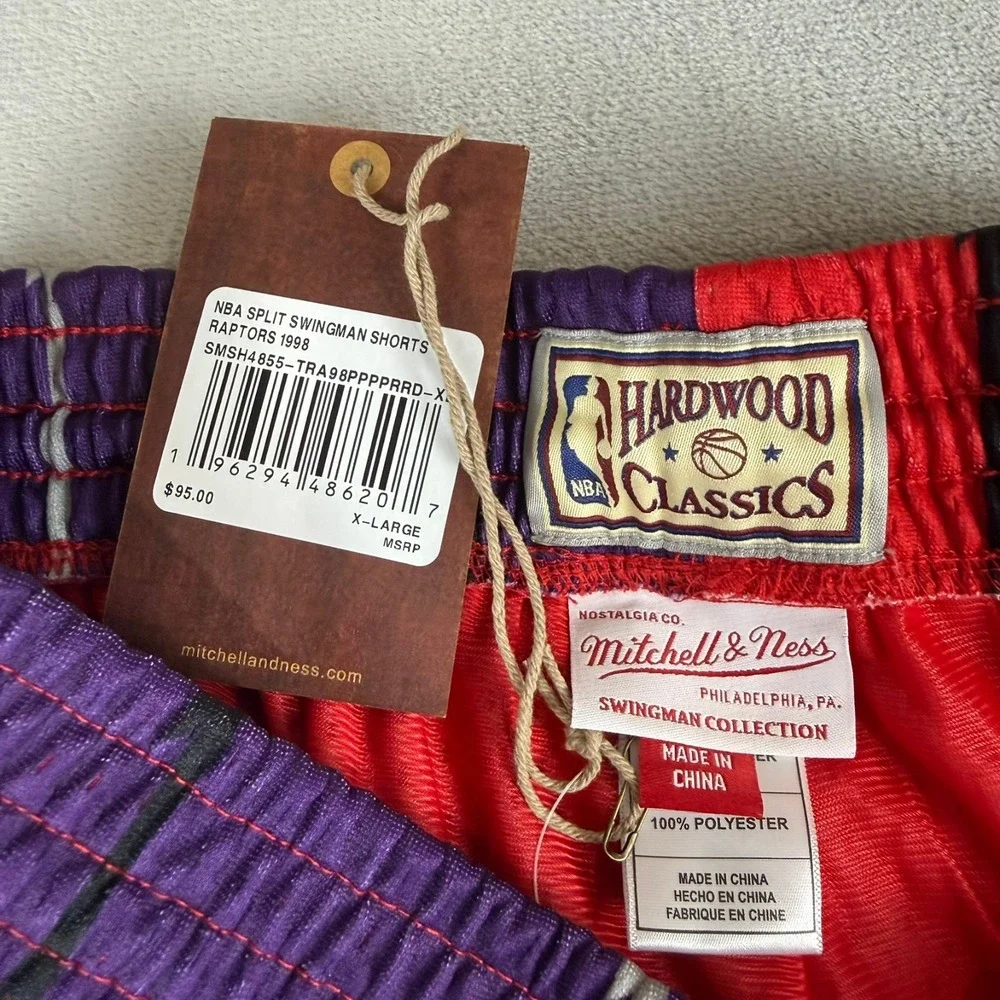Toronto Raptors Mitchell & Ness Split Swingman Shorts Mens XL Purple Red $95 NWT